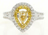 1.43CT WHITE & FANCY YELLOW DIAMOND 18KT 2 TONE GOLD PEAR SHAPE ENGAGEMENT RING