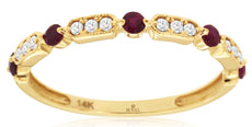 .35CT DIAMOND & AAA RUBY 14K YELLOW GOLD HEXAGON BY THE YARD ANNIVERSARY RING
