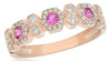 .53CT DIAMOND & AAA PINK SAPPHIRE 14KT ROSE GOLD ROUND HEXAGON ETOILE FUN RING