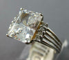 LARGE 5.18CT CUBIC ZIRCONIA 14KT WHITE GOLD 3D CUSHION & ROUND ENGAGEMENT RING