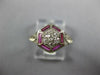 ANTIQUE .34CT DIAMOND & AAA RUBY 18K WHITE GOLD 3D CLUSTER ENGAGEMENT RING 26872