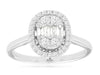 .50CT DIAMOND 14KT WHITE GOLD ROUND & BAGUETTE CLUSTER OVAL HALO FRIENDSHIP RING