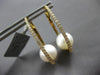 LARGE .55CT DIAMOND & AAA SOUTH SEA PEARL 18KT YELLOW GOLD HOOP HANGING EARRINGS