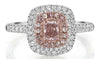 .82CT WHITE & PINK DIAMOND 18K WHITE & ROSE GOLD 3D CUSHION HALO FRIENDSHIP RING