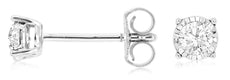 ESTATE .25CT DIAMOND 14KT WHITE GOLD 3D CLASSIC SOLITAIRE 4 PRONG STUD EARRINGS