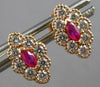 .65CT DIAMOND & AAA RUBY 14KT ROSE GOLD 3D MARQUISE & ROUND FLORAL STUD EARRINGS