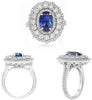 LARGE 5.83CT DIAMOND & AAA SAPPHIRE 18KT WHITE GOLD OVAL & ROUND ENGAGEMENT RING