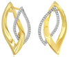.43CT DIAMOND 18KT YELLOW GOLD DOUBLE LEAF LOVE KNOT FUN HUGGIE HANGING EARRINGS
