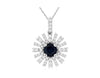 .88CT DIAMOND & AAA SAPPHIRE 14KT WHITE GOLD FLOWER STARBURST FLOATING PENDANT