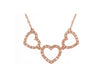 ESTATE .15CT DIAMOND 14KT ROSE GOLD 3D TRIPLE OPEN HEART LOVE NECKLACE
