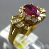 1.57CT DIAMOND & AAA RUBY 18KT YELLOW GOLD 3D ROUND & BAGUETTE ENGAGEMENT RING
