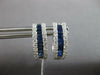 1.39CT DIAMOND & AAA SAPPHIRE 18KT WHITE GOLD 3 ROW HUGGIE HOOP HANGING EARRINGS
