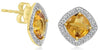 3.51CT DIAMOND & AAA CITRINE 14KT YELLOW GOLD 3D CUSHION & ROUND SQUARE EARRINGS