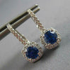 1.50CT DIAMOND & AAA CEYLON SAPPHIRE 18K WHITE GOLD SQUARE HALO HANGING EARRINGS