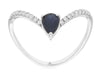 .74CT DIAMOND & AAA SAPPHIRE 14KT WHITE GOLD PEAR SHAPE & ROUND BUTTERFLY RING