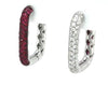 1.42CT DIAMOND & AAA RUBY 18KT WHITE GOLD 3 ROW FUN HUGGIE HOOP HANGING EARRINGS