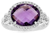 4.08CT DIAMOND & AAA AMETHYST 14KT WHITE GOLD 3D OVAL & ROUND LOVE KNOT FUN RING