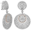 EXTRA LARGE 9.47CT DIAMOND 18KT WHITE & ROSE GOLD 3D CLUSTER SNOWFLAKE EARRINGS