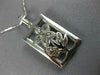 ANTIQUE .43CT DIAMOND 18KT WHITE GOLD RECTANGULAR FILIGREE FLOWER PENDANT 11364