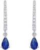 .67CT DIAMOND & AAA SAPPHIRE 14KT WHITE GOLD ROUND & PEAR SHAPE HANGING EARRINGS