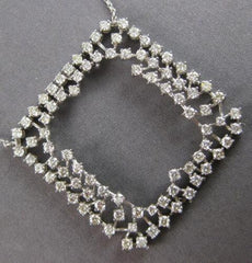 2.96CT DIAMOND 14KT WHITE GOLD 3D OPEN SQUARE DOUBLE SIDED HEART LOVE NECKLACE