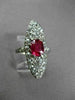 ANTIQUE MASSIVE 2.85CT OLD MINE DIAMOND & AAA RUBY PLATINUM COCKTAIL RING #23774