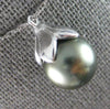 ESTATE AAA TAHITIAN PEARL 14KT WHITE GOLD 3D SOLITAIRE FLORAL FLOATING PENDANT