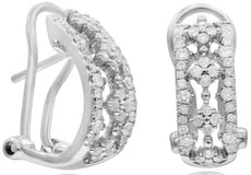 ESTATE WIDE .55CT DIAMOND 14KT WHITE GOLD 3D MULTI FLOWER FUN HANGING EARRINGS