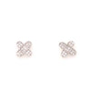 ESTATE .38CT DIAMOND 18KT WHITE GOLD 3D CLASSIC CRISS CROSS X STUD EARRINGS