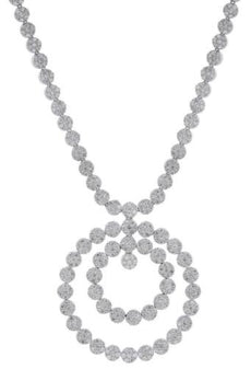 19.55CT DIAMOND 18KT WHITE GOLD 3D MULTI FLOWER DOUBLE CIRCULAR TENNIS NECKLACE