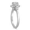 ESTATE 1.38CT DIAMOND 14K WHITE GOLD CLASSIC ROUND HALO 3 STONE ENGAGEMENT RING