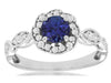 .87CT DIAMOND & AAA TANZANITE 14KT WHITE GOLD ROUND HALO FLOWER ENGAGEMENT RING