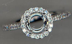 .30CT DIAMOND 18KT WHITE GOLD 3D ROUND 4 PRONG HALO SEMI MOUNT ENGAGEMENT RING