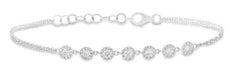.61CT DIAMOND 14KT WHITE GOLD 3D FLOWER BY THE YARD ADJUSTABLE FUN LOVE BRACELET