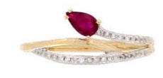 .27CT DIAMOND & AAA RUBY 14KT YELLOW GOLD 3D PEAR SHAPE & ROUND SNAKE FUN RING