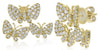 ESTATE 1.03CT DIAMOND 18K YELLOW GOLD TRIPLE BUTTERFLY FUN LOVE HANGING EARRINGS