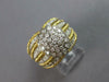 ANTIQUE LARGE 1.35CT DIAMOND 18K 2 TONE GOLD MULTI ROW FLOWER CLUSTER RING 27553