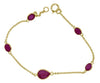 5.95CT AAA RUBY 14KT YELLOW GOLD 3D OVAL & PEAR SHAPE BY THE YARD FUN BRACELET