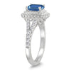 1.45CT DIAMOND & AAA SAPPHIRE 14K WHITE GOLD EMERALD CUT & ROUND ENGAGEMENT RING