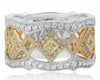 WIDE .71CT WHITE FANCY YELLOW & PINK DIAMOND 18KT TRI COLOR GOLD 3D WEDDING RING