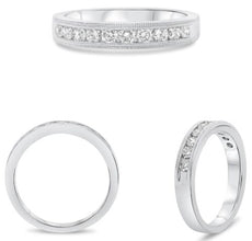 .50CT DIAMOND 14KT WHITE GOLD 3D ROUND FILIGREE CHANNEL WEDDING ANNIVERSARY RING