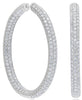 3.08CT DIAMOND 14KT WHITE GOLD 3D CLASSIC 3 ROW INSIDE OUT HOOP HANGING EARRINGS