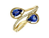 .96CT DIAMOND & AAA TANZANITE 14KT YELLOW GOLD 3D PEAR SHAPE & ROUND SNAKE RING