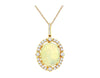 3.38CT DIAMOND & AAA OPAL 14KT YELLOW GOLD 3D OVAL & ROUND HALO FLOWER PENDANT