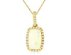 1.11CT DIAMOND & AAA OPAL 14K YELLOW GOLD 3D CUSHION & ROUND RECTANGULAR PENDANT