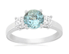 1.65CT DIAMOND & AAA AQUAMARINE 14KT YELLOW GOLD ROUND 3 STONE ENGAGEMENT RING