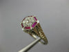 ANTIQUE .34CT DIAMOND & AAA RUBY 18K WHITE GOLD 3D CLUSTER ENGAGEMENT RING 26872