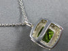 ESTATE 2.20CT DIAMOND & AAA PERIDOT 14KT WHITE GOLD SQUARE HALO FLOATING PENDANT