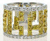 LARGE 2.03CT WHITE & FANCY YELLOW DIAMOND 18KT 2 TONE GOLD FUN ANNIVERSARY RING