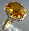 ESTATE LARGE 10.60CT DIAMOND & AAA CITRINE 14K YELLOW GOLD HEXAGON HALO FUN RING